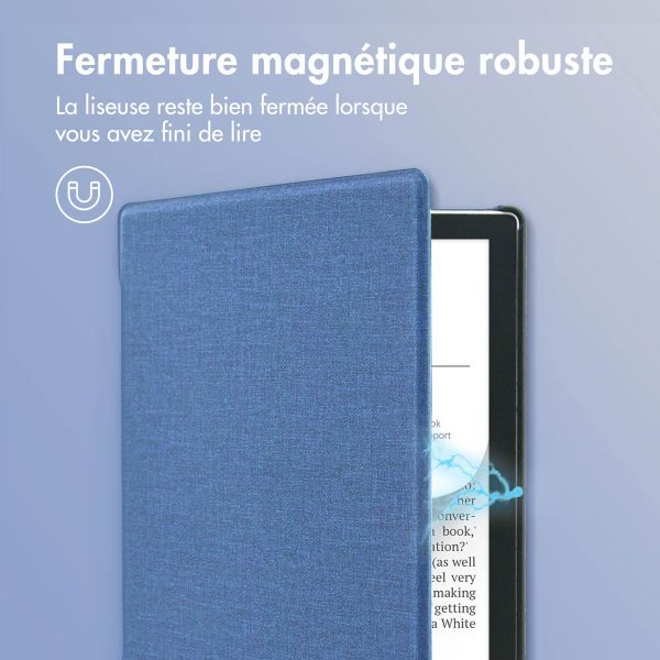 imoshion Étui de liseuse portefeuille Canvas Pocketbook Verse / Verse Pro / Verse Pro Color / Vivlio Light / Light HD - Bleu foncé