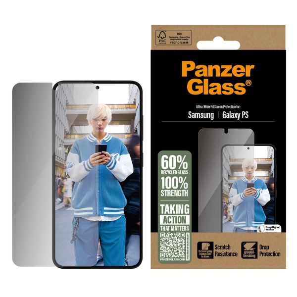 PanzerGlass Protection d'écran Privacy Ultra-Wide Fit Anti-bactérienne avec applicateur Samsung Galaxy S25 Edge