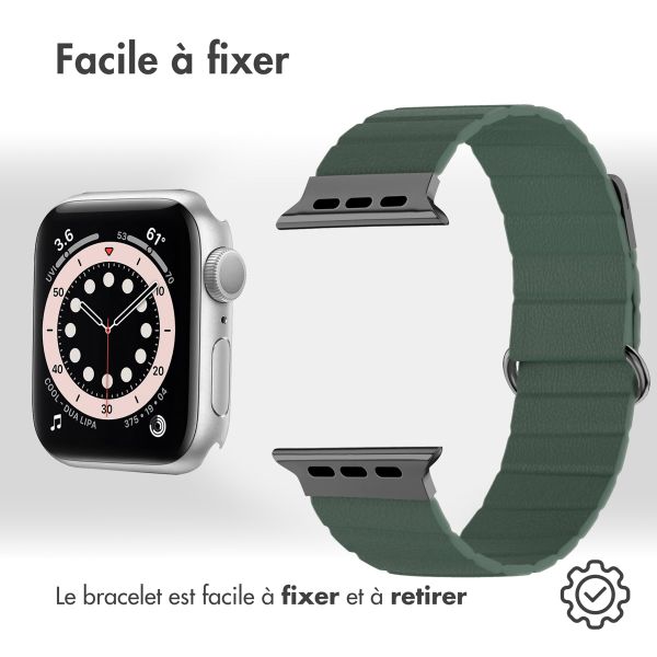 imoshion Bracelet en cuir magnétique Apple Watch Series 1-9 / SE - 38/40/41 mm / Series 10 - 42 mm - Vert