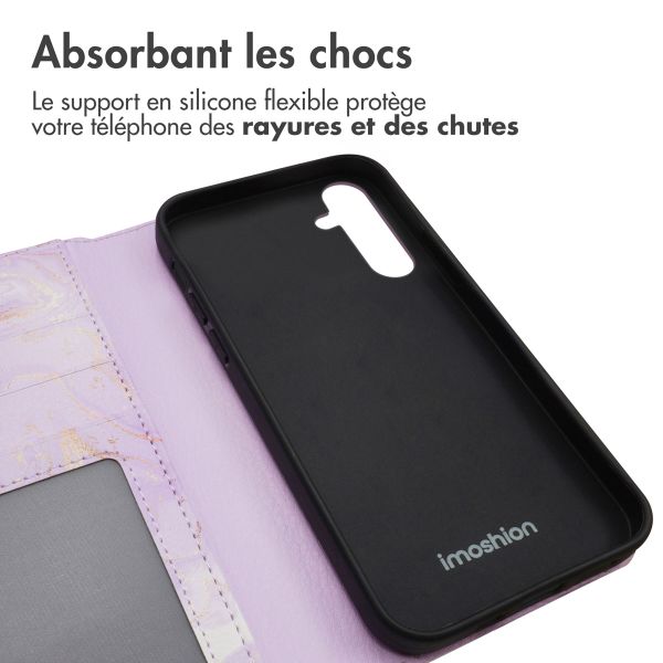 imoshion Étui de téléphone portefeuille Design Samsung Galaxy A35 - Purple Marble