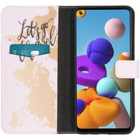 imoshion Design Softcase Bookcase Samsung Galaxy A21s - Let's Go Travel White