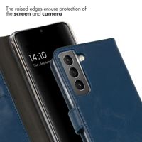 Selencia Étui portefeuille en cuir véritable Samsung Galaxy S22 - Bleu