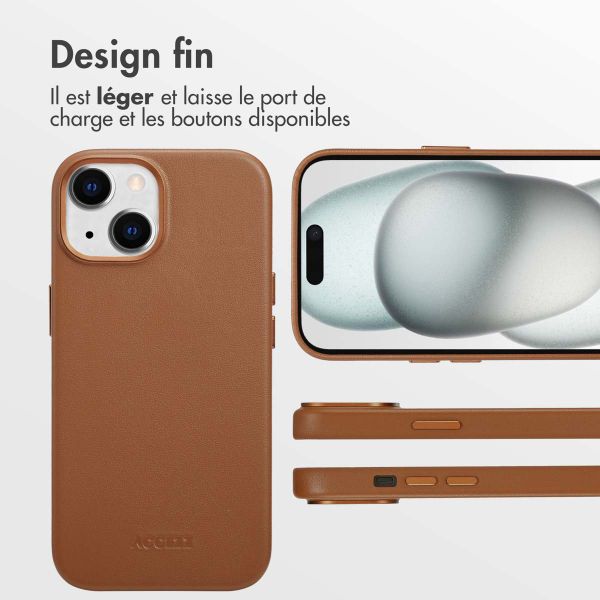 Accezz Coque arrière en cuir avec MagSafe Apple iPhone 15 - Sienna Brown