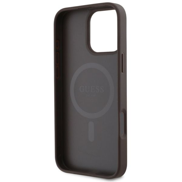 Guess Coque 4G Metal Logo MagSafe iPhone 16 Pro - Brun