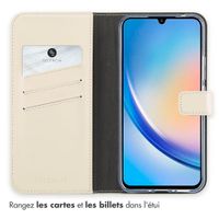 Selencia Étui portefeuille en cuir véritable Samsung Galaxy A34 (5G) - Greige