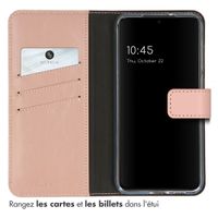 Selencia Étui portefeuille en cuir véritable Samsung Galaxy S23 - Rose