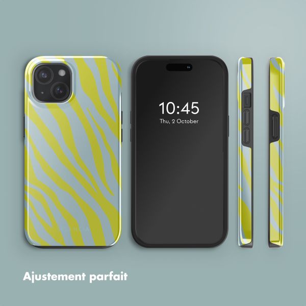 Selencia Coque arrière Vivid avec MagSafe Apple iPhone 15 - Zebra Winter Sky Titanium Yellow