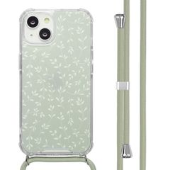 imoshion Coque Design avec cordon Apple iPhone 14 - Smoke Green Flowers