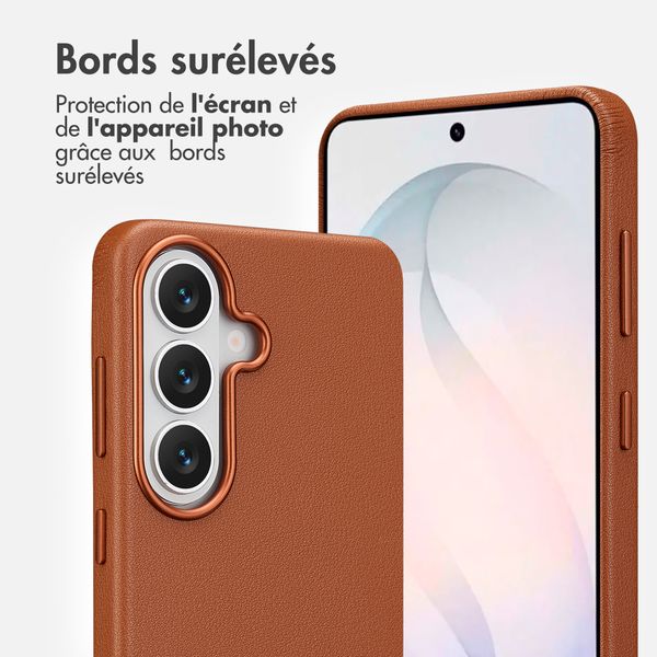 Accezz Coque arrière en cuir avec MagSafe Samsung Galaxy S26 - Sienna Brown