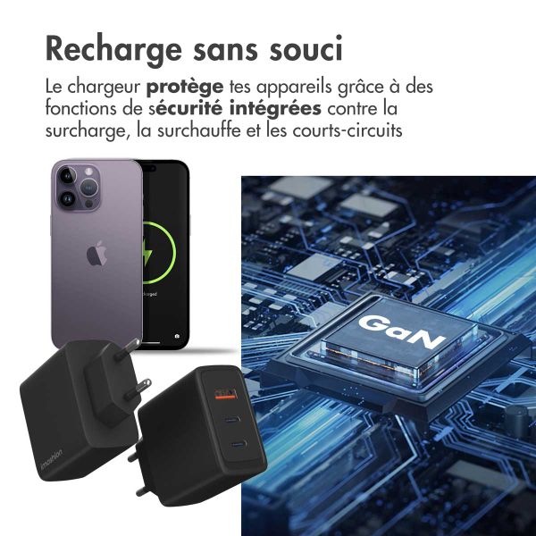 imoshion Adaptateur secteur 65 watts | 2x USB-C + 1x USB-A - Noir