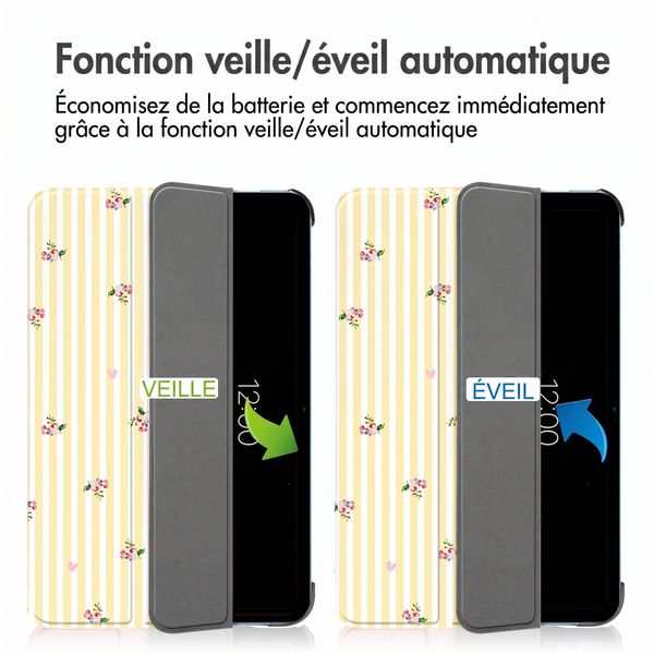 imoshion Coque tablette Design Trifold Apple iPad 11 (2025) 11 pouces A16 / iPad 10 (2022) 10.9 pouces - Garden Stripes