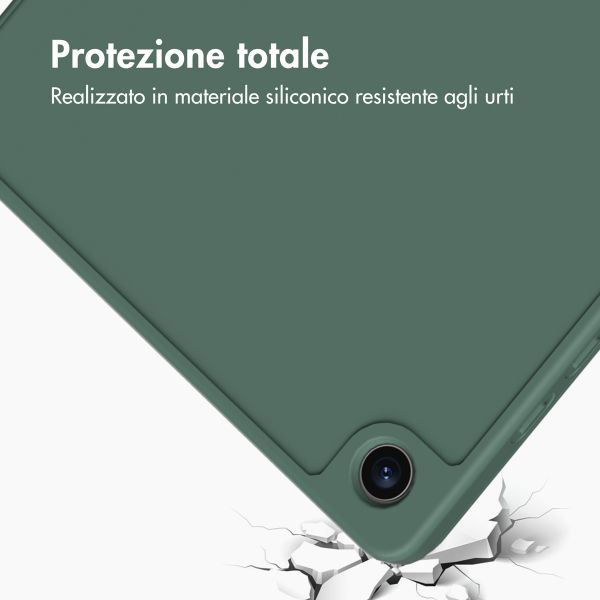 Accezz Coque tablette portefeuille Smart Silicone Samsung Galaxy Tab A9 8.7 pouces - Vert foncé