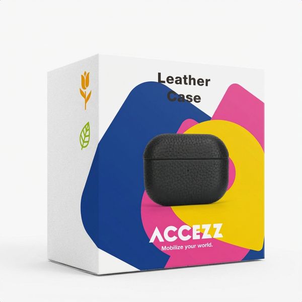 Accezz Coque en cuir véritable  Apple Airpods 4 - Taupe