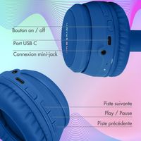 imoshion Casque sans fil pour enfants LED Light Cat Ear - Avec câble AUX - Cobalt Blue