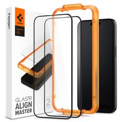 Spigen Protection d'écran en verre trempé AlignMaster Cover 2 Pack Apple iPhone 15 Pro - Noir