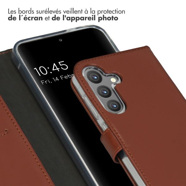 Selencia Étui portefeuille en cuir véritable Samsung Galaxy S24 - Marron clair
