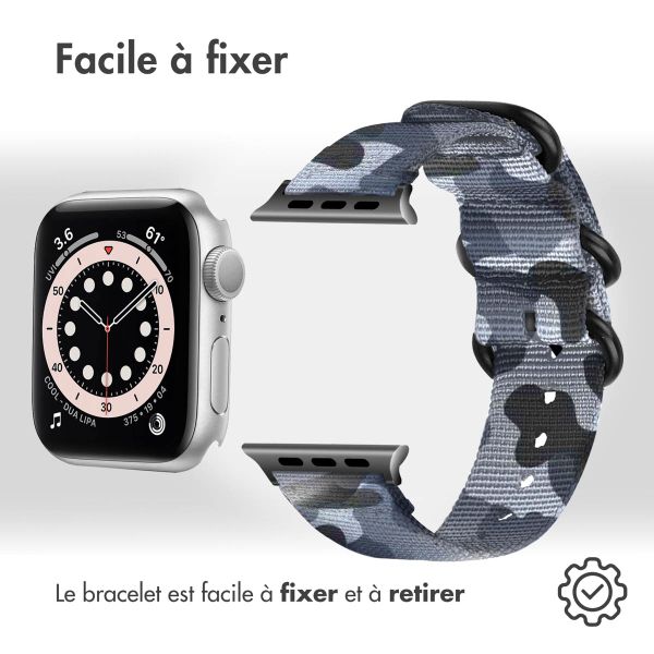 imoshion Bracelet robuste en nylon Apple Watch Series 1 - 9 / SE (38/40/41 mm) | Series 10 / 11 (42 mm) - Camouflage Grey