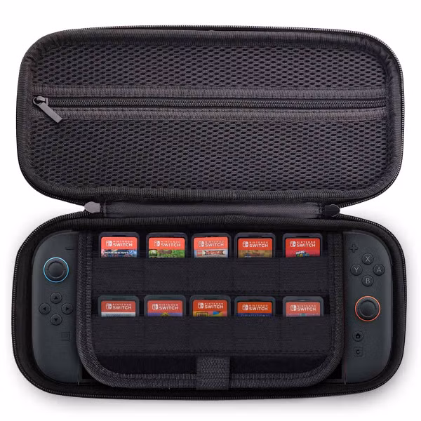 imoshion Etui Nintendo Switch 2 avec poche zippée - Etui Nintendo Switch 2 / Switch (OLED) avec poignée - Noir