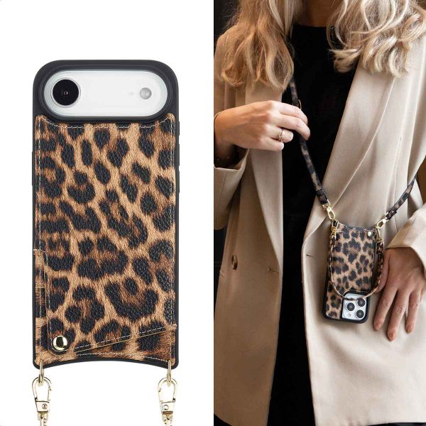 Selencia Coque de télephone Nova avec cordon et porte-cartes Apple iPhone Air - Leopard