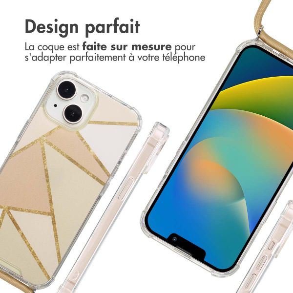 imoshion Coque Design avec cordon Apple iPhone 15 - Beige Graphic