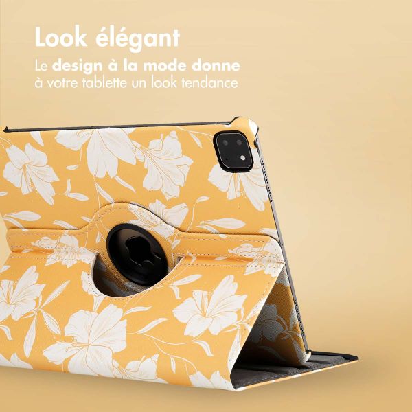 imoshion Coque Design rotatif à 360° Apple iPad Pro 12.9 (2018/2020/2021/2022) - Yellow Flowers