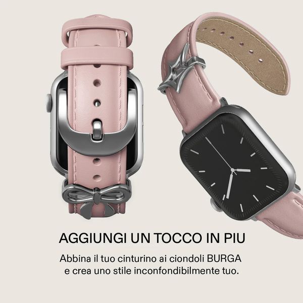 Burga Bracelet en cuir véritable Apple Watch | 38/40/41/42 mm - Pillow Talk / Silver
