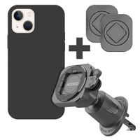 Accezz EasyLock Support de téléphone de voiture - Avec coque Apple iPhone 13 - Grille de ventilation - Rotation à 360 degrés - Noir