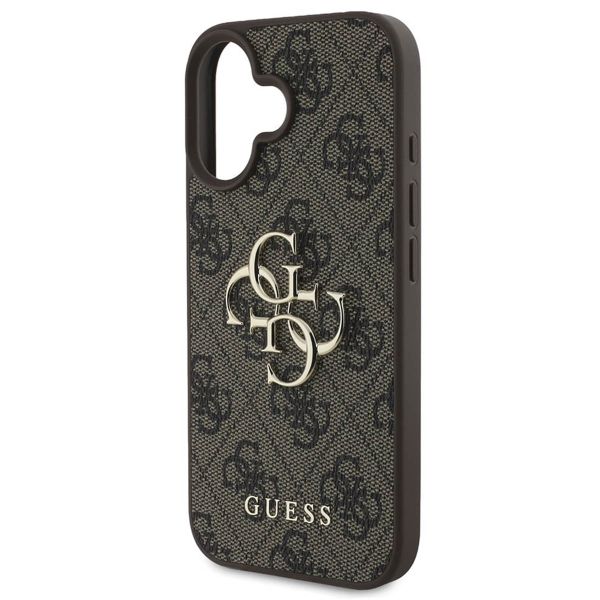 Guess Coque 4G Metal Logo iPhone 16 - Brun