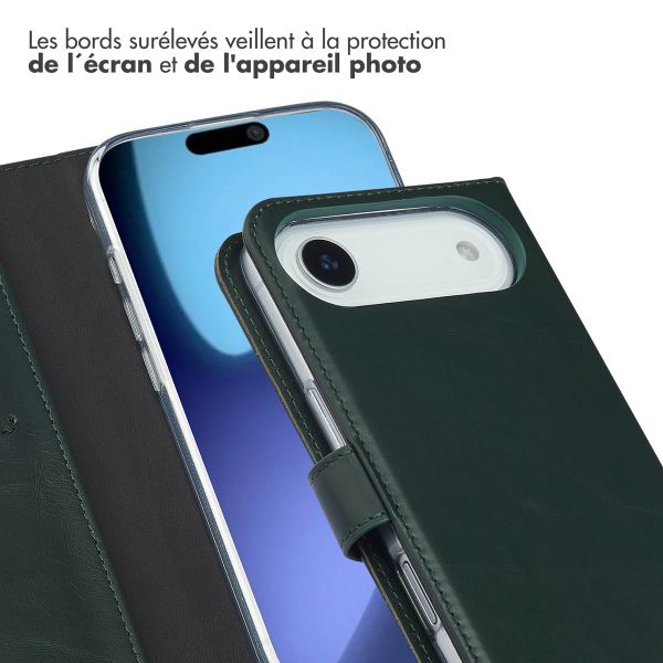 Selencia Étui portefeuille en cuir véritable Apple iPhone Air - Vert