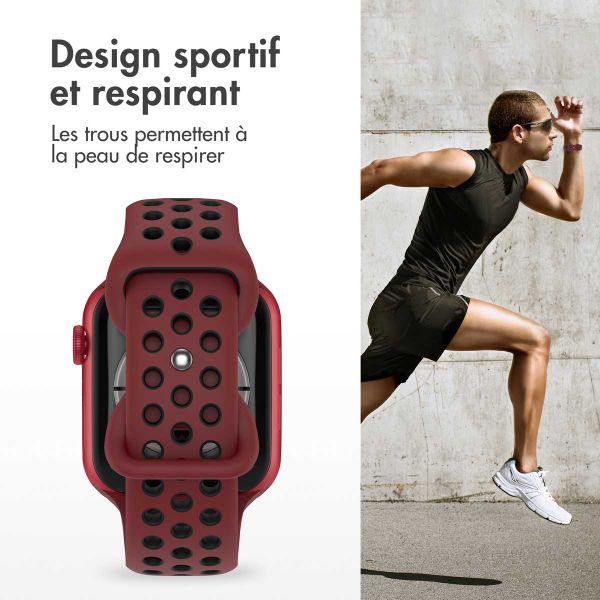imoshion Bracelet sport⁺ Apple Watch Series 1 á 9 / SE (38/40/41 mm) | Series 10 / 11 (42 mm) - Taille M/L - Wine Red & Black
