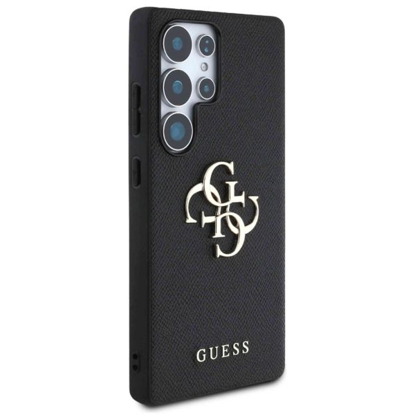 Guess Coque 4G Metal Logo Saffiano Samsung Galaxy S25 Ultra - Noir