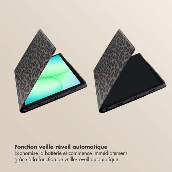 Selencia Coque tablette Sabi avec imprimé léopard Samsung Galaxy Tab A11 Plus - Midnight Black