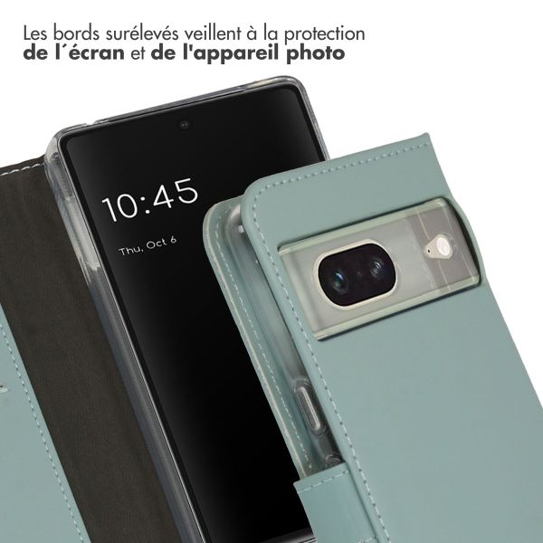 Selencia Étui de téléphone portefeuille en cuir véritable Google Pixel 7 - Air Blue