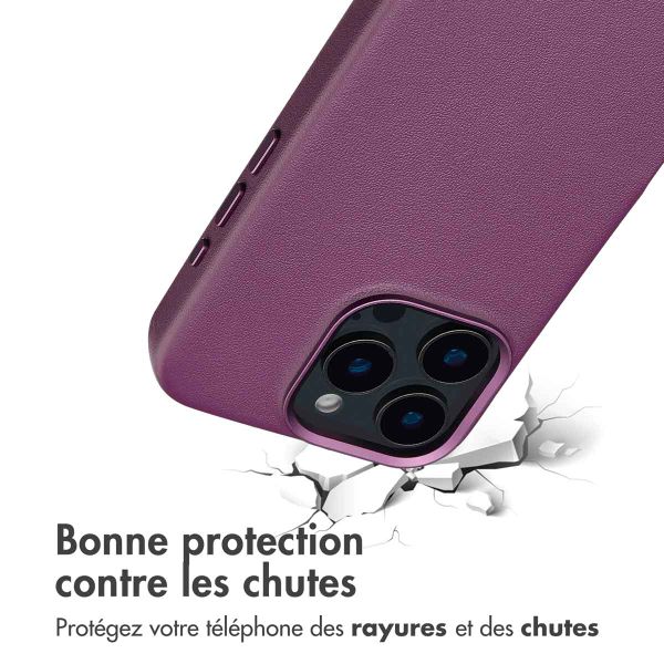 Accezz Coque arrière en cuir avec MagSafe iPhone 16 Pro - Heath Purple