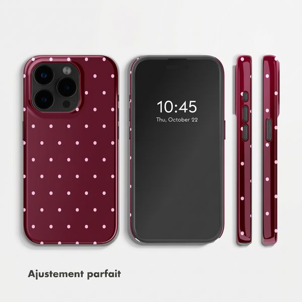 Selencia Coque arrière Vivid Apple iPhone 15 Pro - Happy Dots Burgundy