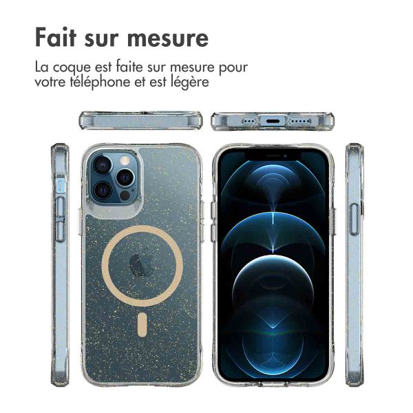 imoshion Coque arrière transparente Pailletée avec MagSafe Apple iPhone 12 (Pro) - Doré