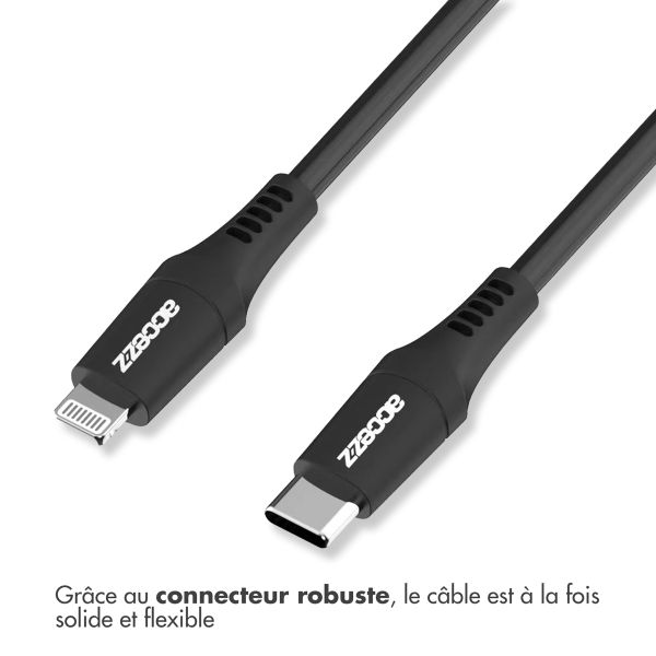 Accezz Câble Lightning vers USB-C - Certifié MFi - 1 mètre - Noir