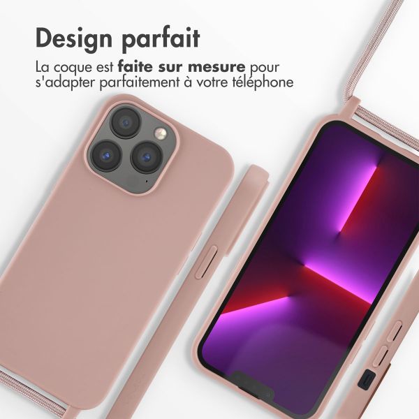 imoshion Coque en silicone avec cordon Apple iPhone 13 Pro - Sand Pink
