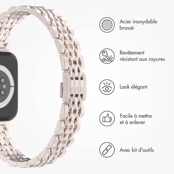 Selencia Bracelet en acier slim style Jubilee Apple Watch Series 1 t/m 9 / SE (38/40/41 mm) | Series 10 / 11 (42 mm) - Starlight