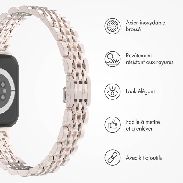 Selencia Bracelet en acier slim style Jubilee Apple Watch Series 1 à 9 / SE (38/40/41 mm) | Series 10 (42 mm) - Lumière Stellaire