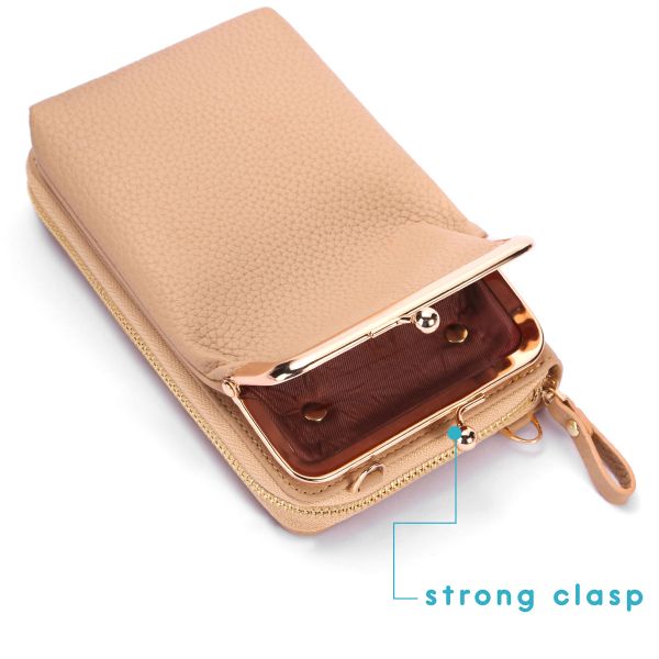 imoshion Sac téléphone en cuir végan Crossbody - Beige 