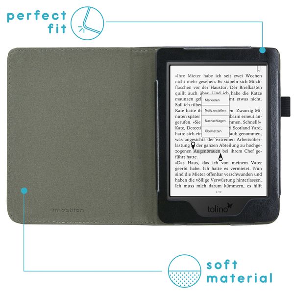 imoshion Étui de liseuse portefeuille en cuir végan Tolino Page 2 - Noir