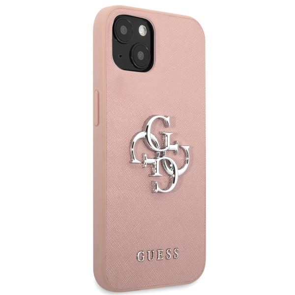 Guess Coque 4G Metal Logo Saffiano Apple iPhone 13 Mini - Rose