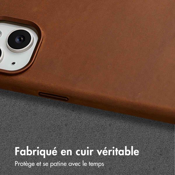 Accezz Coque MagSafe en cuir vintage Apple iPhone 15 - Tabacco Cognac