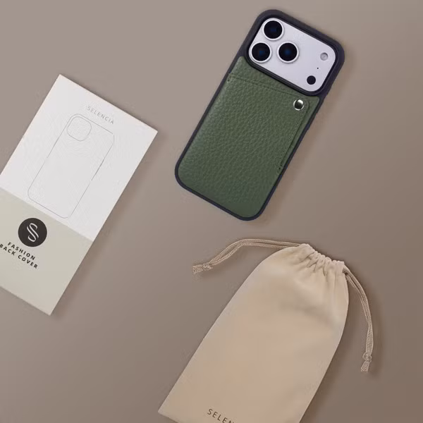 Selencia Coque Riva avec porte-cartes Apple iPhone 17 Pro - Sage Green