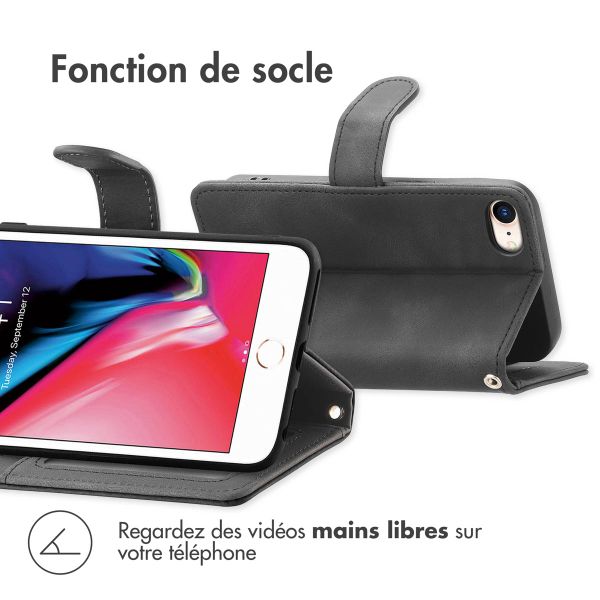 imoshion Etui de téléphone portefeuille avec cordon iPhone SE (2022 / 2020) / 8 / 7 - Noir