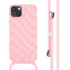 imoshion Coque design en silicone avec cordon iPhone 14 Plus - Retro Pink