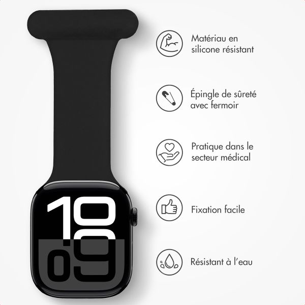 imoshion Bracelet infirmier en silicone Apple Watch Series 1 t/m 11 / SE / Ultra (44/45/46/49 mm) - Noir