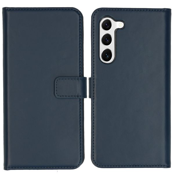 Selencia Étui portefeuille en cuir véritable Samsung Galaxy S23 - Bleu