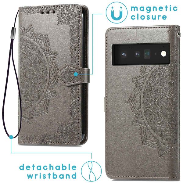 imoshion Etui de téléphone portefeuille Mandala Google Pixel 6 - Gris